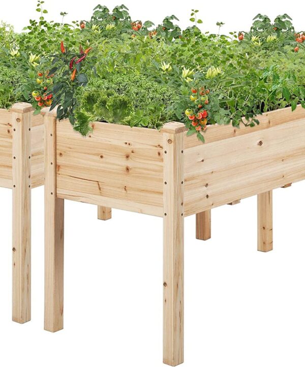 Yaheetech 2pcs Raised Garden Bed 48x24x30in Elevated Wooden Planter Box with Legs Standing Growing Bed for