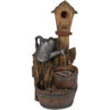 Sunnydaze Rustic Birdhouse & Garden Watering Can Water Fountain - 31-Inch