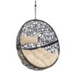 Sunnydaze Jackson Hanging Egg Chair - Resin Wicker - Cream Cushions